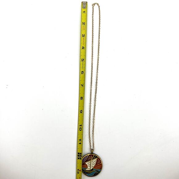 Vintage 1970 Enamel Medallion Terra Sancta Guild Israel Pendant 13" - Picture 5 of 7